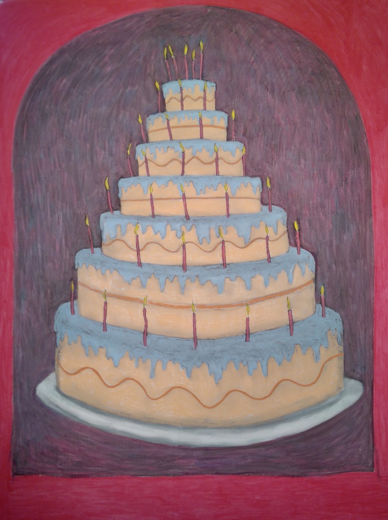 Jesse Asselman Cake for everyone!, pastel and charcoal on paper, 140x180, 2020